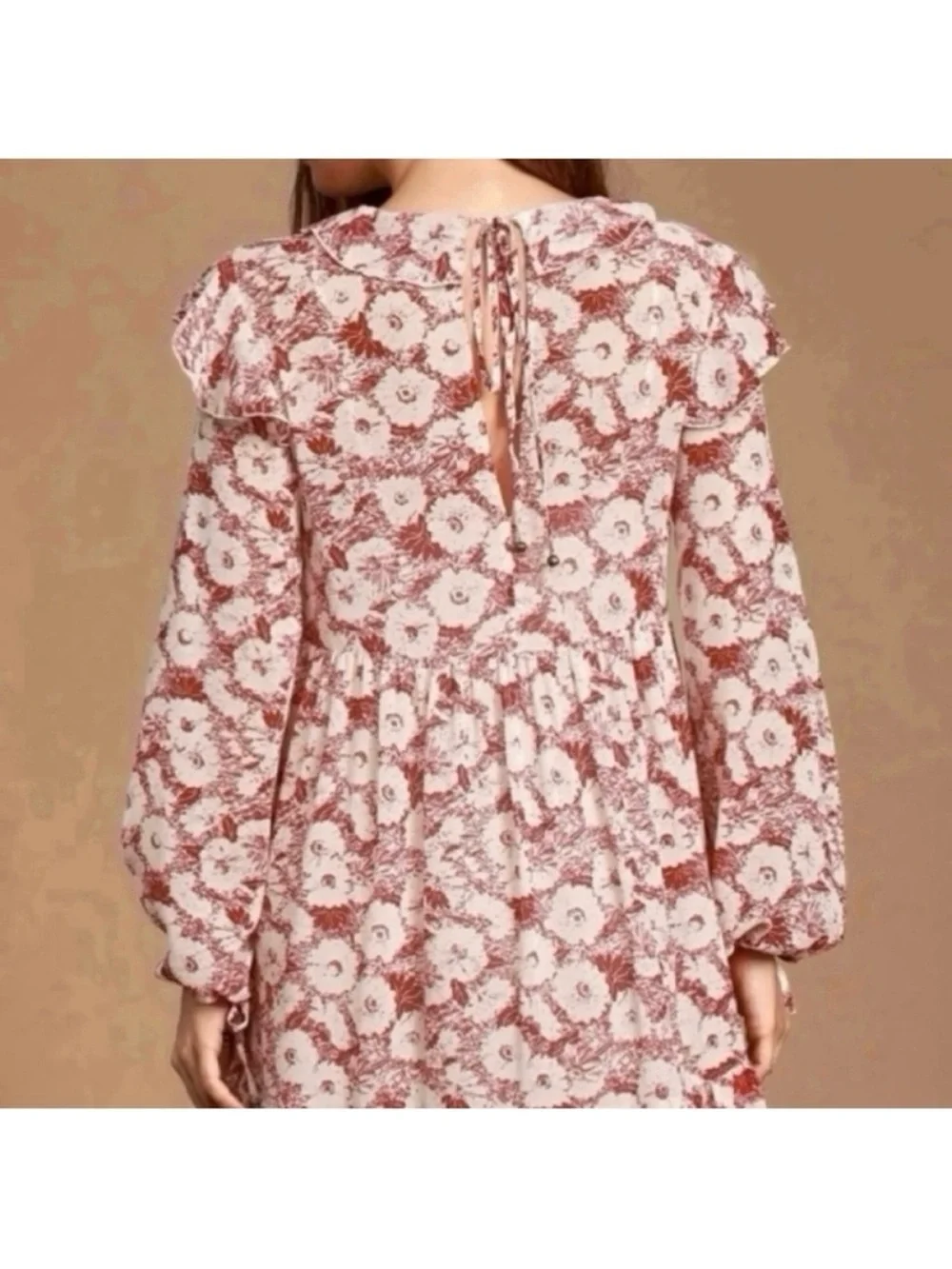 Free people these dreams floral long sleeve boho festival ruffle feminine dress